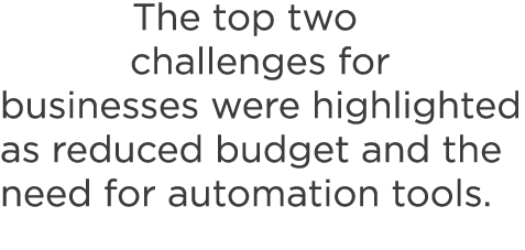 The top two challenges for businesses were highlighted as reduced budget and the need for automation tools 