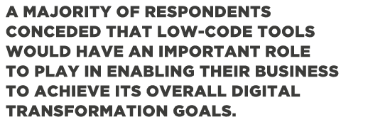 a majority of respondents conceded that low-code tools would have an important role to play in enabling their busines   