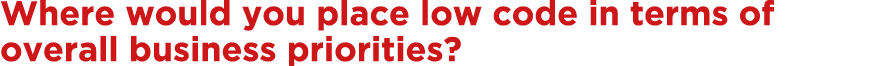 Where would you place low code in terms of overall business priorities 