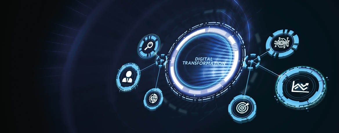 Concept of digitization of business processes and modern technology  Digital transformation  3d illustration