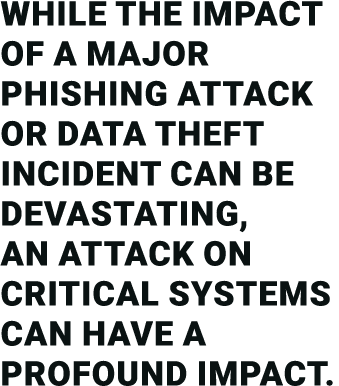 while the impact of a major phishing attack or data theft incident can be devastating, an attack on critical systems    