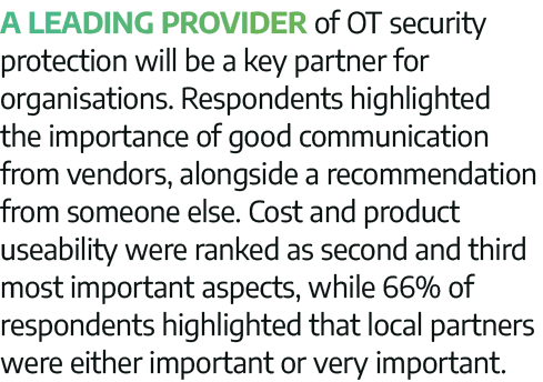 A leading provider of OT security protection will be a key partner for organisations  Respondents highlighted the imp   