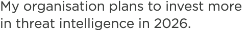 My organisation plans to invest more in threat intelligence in 2026.