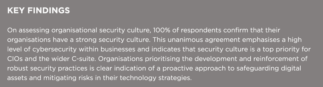 KEY FINDINGS On assessing organisational security culture, 100% of respondents confirm that their organisations have ...