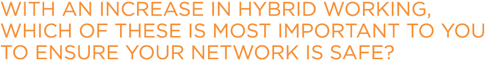 With an increase in hybrid working, which of these is most important to you to ensure your network is safe? Select one. 