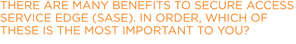 There are many benefits to SECURE ACCESS SERVICE EDGE (SASE). in order, which of these is the most important to you? ...