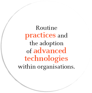 Routine practices and the adoption of advanced technologies within organisations.