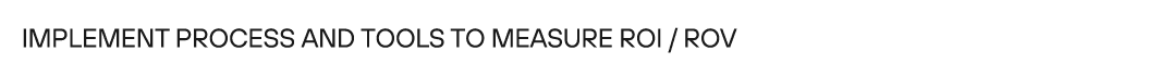 Implement process and tools to measure ROI / ROV 