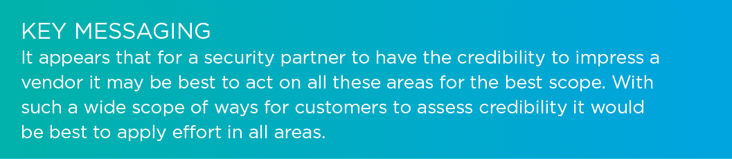 Key MESSAGING It appears that for a security partner to have the credibility to impress a vendor it may be best to ac...